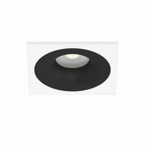 Встраиваемый светильник квадратный черный с белой рамкой 100*100*80мм