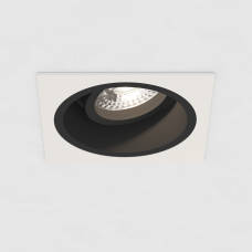 Встраиваемый светильник квадратный черный поворотный с белой рамкой