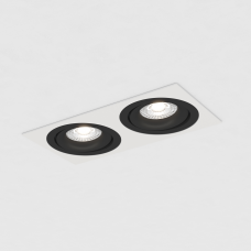 Встраиваемый светильник двойной черный поворотный с белой рамкой
