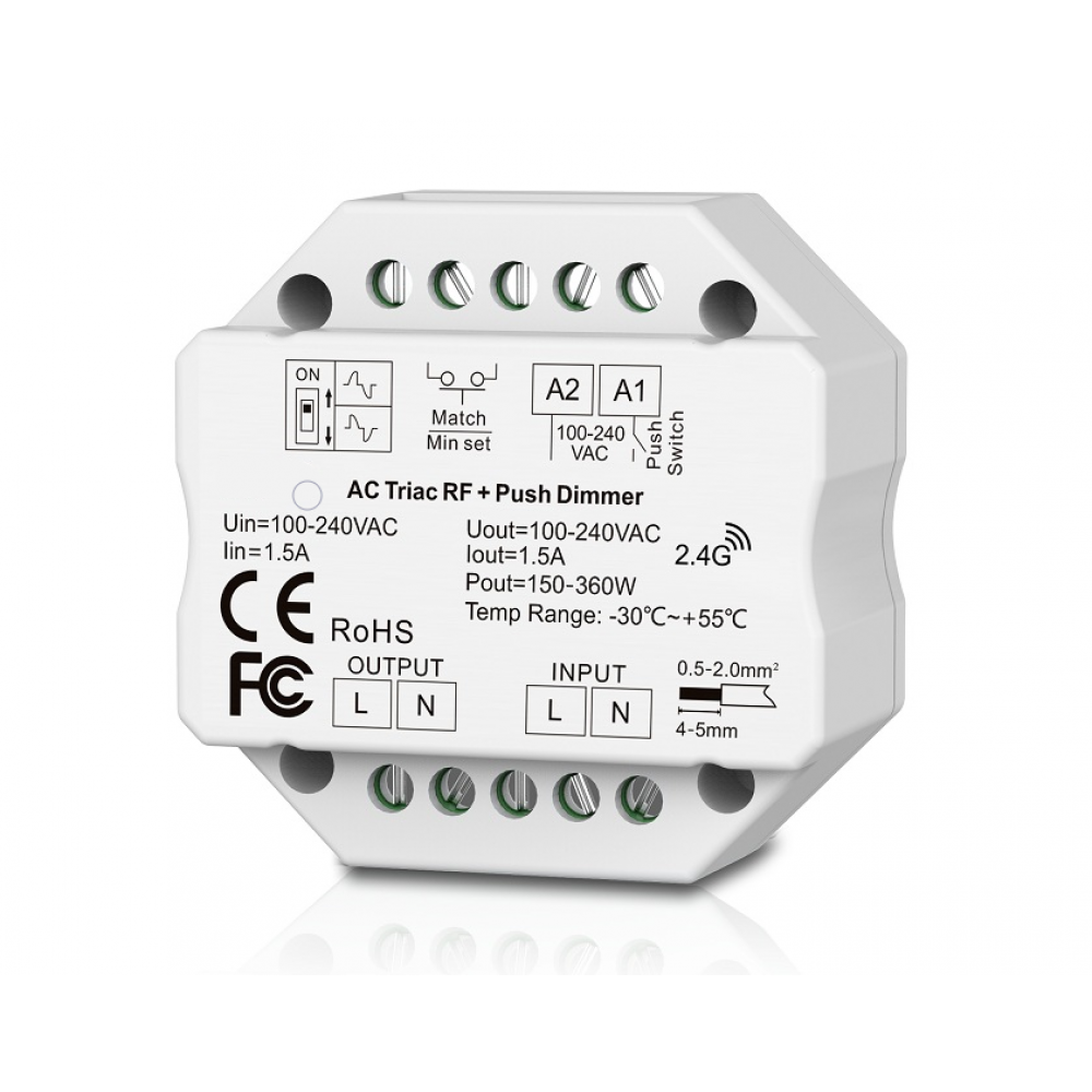 Контроллер диммер TRIAC 1CH*1A 220V 220W для ламп и светильников, мод. К6