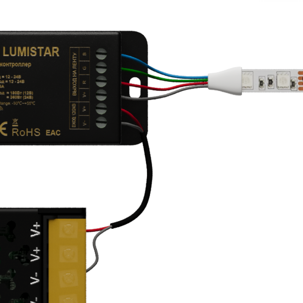 Контроллер RGB 3CH*5A 12/24V 180/360W, мод. K3