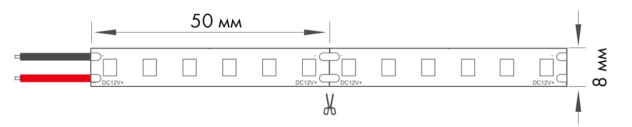 LED лента 12В 120LED/м 2300K 14.4Вт/м IP20 8мм HL-R120W2835/8